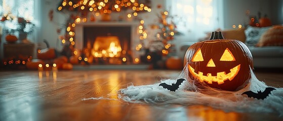 Halloween pumpkin in living room