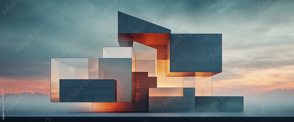 Aufkleber modern architectural structure at dawn