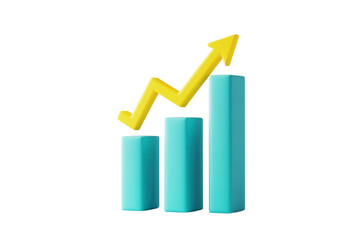Bar chart with yellow arrow pointing upward to represent growth and success