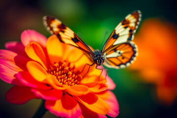 Delicate Butterfly Gracefully Resting on a Vibrant Flower, Showcasing Intricate Wing Patterns, Soft Colors, and the Beauty of Nature in a Serene Setting