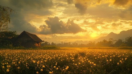 Rural scenery in Laos. One of the most beautiful images in the world, vivid, beautiful, and popular on Artstation, 8K art photography, realistic, dramatic 