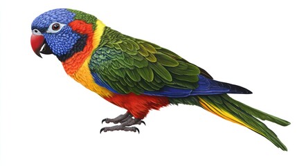 Obraz premium Colorful parrot profile, vibrant plumage, studio shot, nature, wildlife art, perfect for educational or decorative use