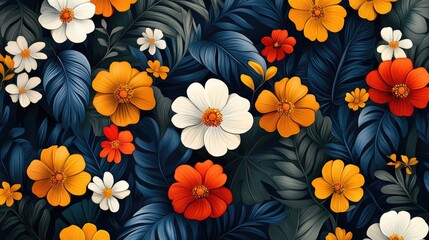 Tropical floral pattern background design for print or digital use