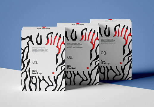 Set Of Three Boxes Mockup