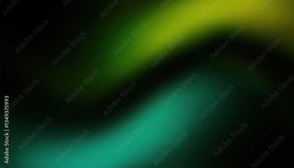 Poster abstract blurred green and yellow light streaks on dark background, soft gradient texture, perfect f
