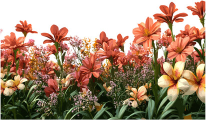 Vector floral bushes, transparent nature corridor, ornamental plants, flower cutout, botanical design, nature scenery, green bushes, garden decoration, floral vector, nature art