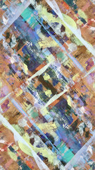 Fototapeta premium Abstract painting on craft wood paper with brushstrokes of different colors. Illustration for background