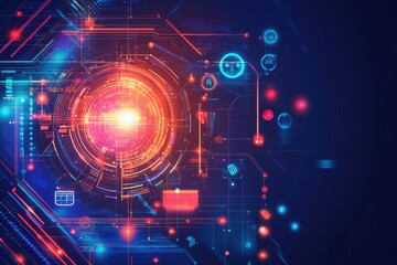Fototapeta premium Abstract Digital Technology Background with Glowing Elements and Circuits