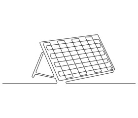 Continuous one line drawing of solar panel. Single line drawing illustration of renewable energy solar panel. Green energy concept vector art. Doodle line illustration.