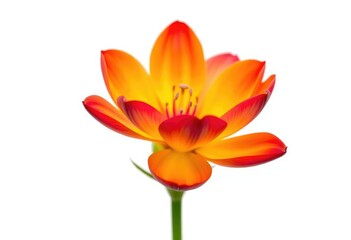 Fototapeta premium A single vibrant bloom, petals unfurled, against a pure white backdrop, colorful, photography