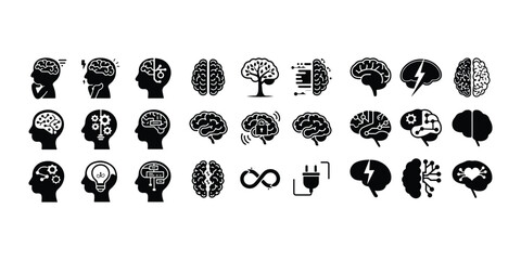 Human brain icon in line style. Editable stroke. Brain and Artificial Intelligence Icons Brain or mind side view flat vector icon for medical apps and websites brain icon
 