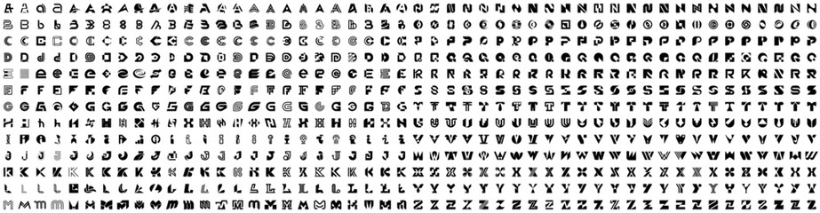 Mega collection Logos with letters. Geometrical abstract logos. Icon design	