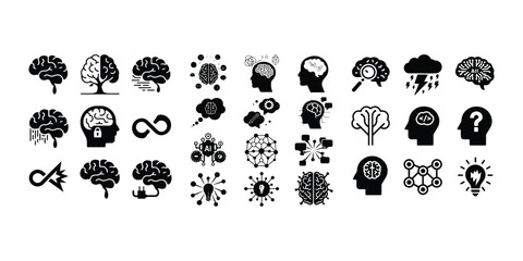 Human brain icon in line style. Editable stroke. Brain and Artificial Intelligence Icons Brain or mind side view flat vector icon for medical apps and websites brain icon
 