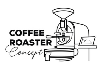 Coffee Roaster Machine Logo Concept Vector Illustration White