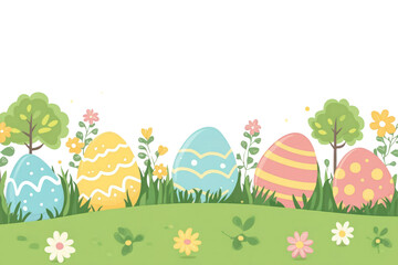 PNG Easter-themed border eggs illustration background.