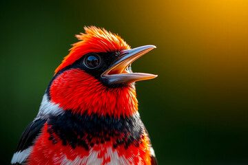 Captivating Rose-breasted Grosbeak Perched Gracefully on a Branch, Showcasing Its Striking Red, Black, and White Plumage in a Beautiful Natural Setting