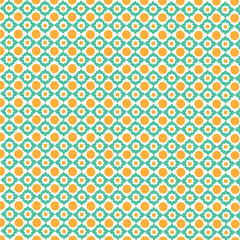 Vector Illustration Design Seamless Pattern Logo Ornament Islamic Color Green & Yellow Orange.