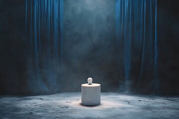 Illuminated Head on Stage Pedestal.