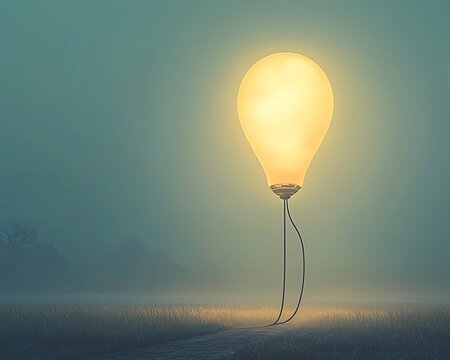 Illuminated Idea: Foggy Field at Night.