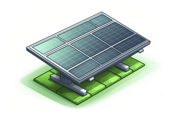 Isolated household solar panels on a white background featuring a distinctive logo design
