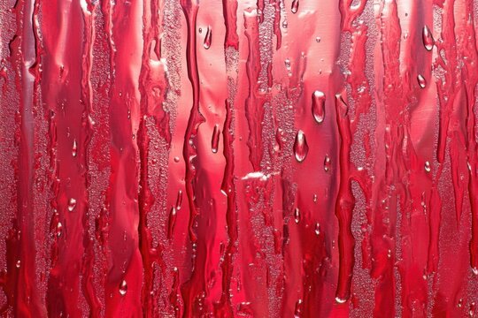 Red Liquid Streaks on Glass