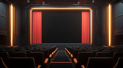 A Luxurious Theater Auditorium Viewed from Behind, Showcasing Elegant Seats and a Stunning Stage