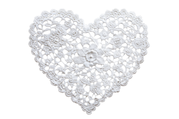 Lace heart doily, intricate crochet pattern, cut out transparent