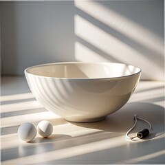 white bowl on abstract white background