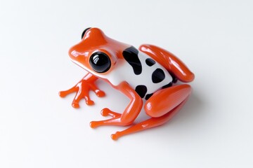 Vibrant orange frog figurine with black spots