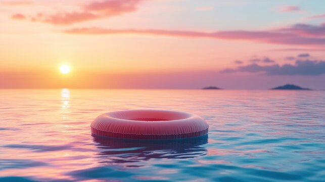Digits Floating on Inflatable Ring in Infinity