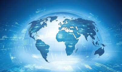 Fototapeta premium Global Network Connection Digital World Map