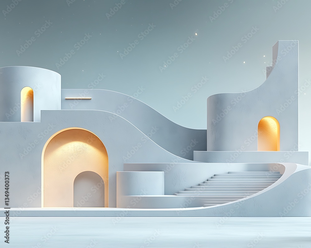 Poster abstract architectural scene with soft lighting