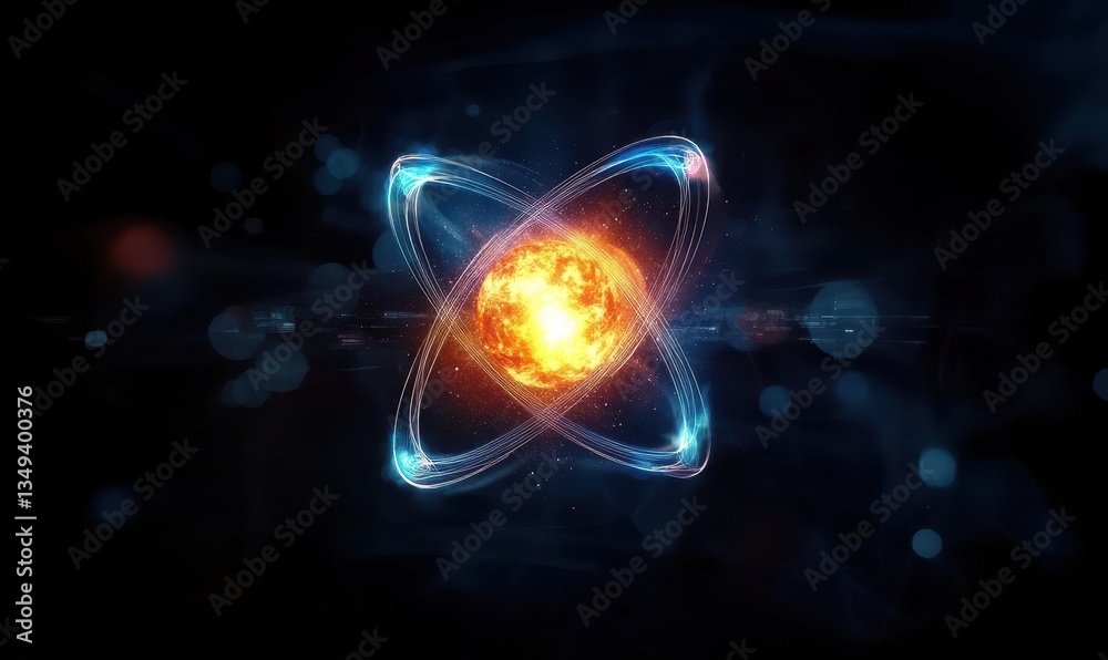 Aufkleber glowing atomic structure abstract illustration