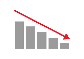 Graph down icon chart. Line chart going down. Stock market graph down