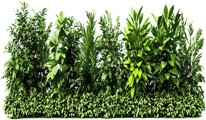 Greenery vector, shrubs row png, tropical plants, nature greenery, jungle shrubs, tropical leaves, cutout png file, tropical landscape, foliage design, natural greenery clipart