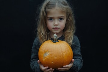 Young Girl Holding Pumpkin
