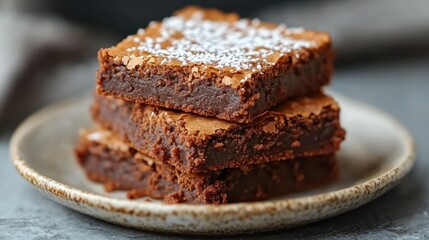 Stacked fudgy brownies sprinkled with coconut