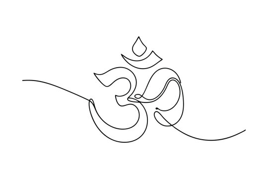 Continuous Line Om Symbol Hindu Spirituality, Yoga, Meditation, Peace, Serenity, Minimalist Art, One