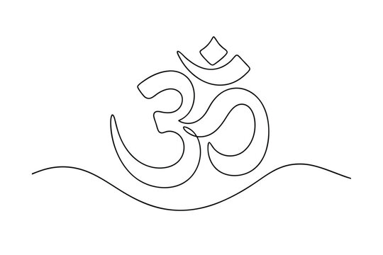 Om Symbol, Hindu, Spirituality, Yoga, Meditation, One Line Art, Minimalist Design, Sacred Geometry, 