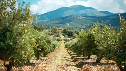 Obraz premium Turkish olive orchard where advanced precision farming tools enhance olive growth leading to a bountiful harvest for premium oil extraction
