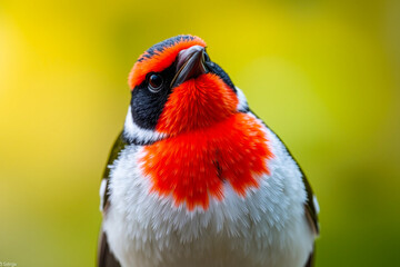 Captivating Rose-breasted Grosbeak Perched Gracefully on a Branch, Showcasing Its Striking Red, Black, and White Plumage in a Beautiful Natural Setting