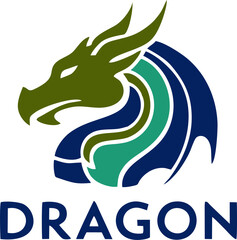 Adorable cartoon dragon logo with playful expression and vibrant colors