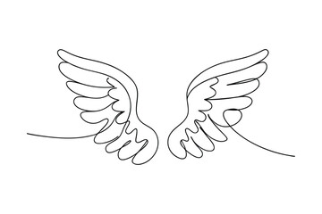 Obraz premium Single Line Drawing of Elegant Angelic Wings Illustration