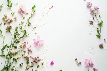 Delicate Pastel Flower Arrangement on White Background