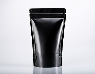Blank Black Standing Pouch Packaging Mockup on an Isolated Background