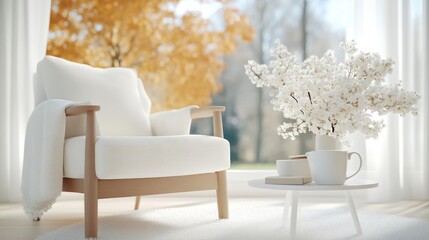 Cozy autumnal living room scene