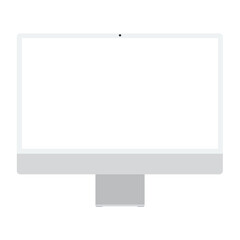 Desktop with blank screen isolated on white background, silver aluminum body in 2024,  24 inch. Vector illustration Ai