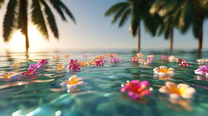 2025 Digits Floating in Clear Pool with Floral Garland