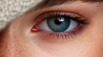 Fototapeta premium Close-up view of a captivating blue eye