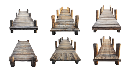 wooden pier isolated on transparent background.